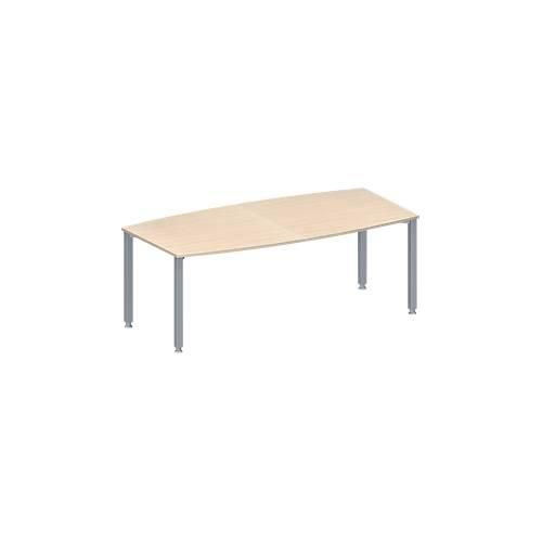 Schäfer Shop Genius Konferenztisch MODENA FLEX, Boot, 4-Fuß Quadratrohr, B 2000 x H 720-840 mm, Ahorn/weißaluminium