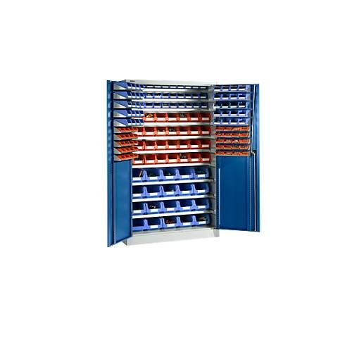 Magazinschrank Schäfer Shop Select, mit Ausstattung, B 1200 x T 500 x H 1935 mm, Stahl, lichtgrau/enzianblau