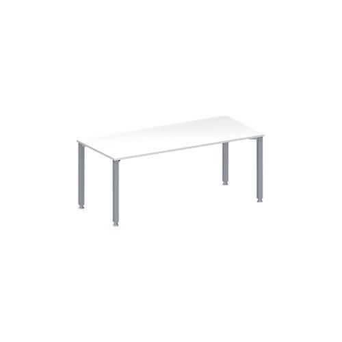 Schäfer Shop Genius Konferenztisch MODENA FLEX, Rechteck, 4-Fuß Quadratrohr, B 1800 x T 800 x H 720-840 mm, weiß/weißaluminium RAL 9006