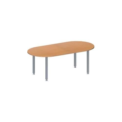 Schäfer Shop Genius Konferenztisch MODENA FLEX, Oval, 4-Fuß Quadratrohr, B 2000 x T 1000 x H 720-840 mm, Buche/weißaluminium RAL 9006