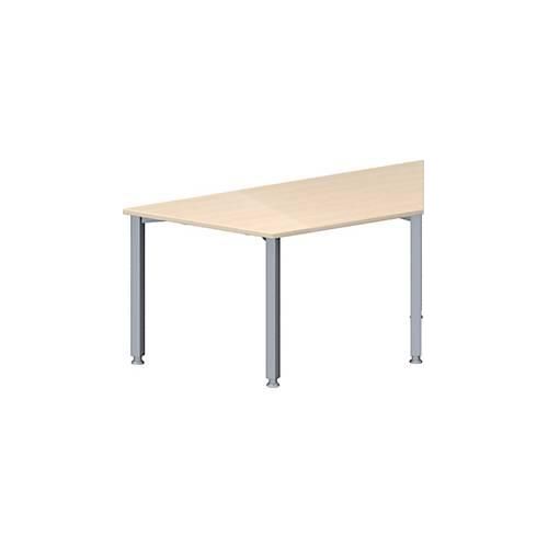 Schäfer Shop Genius Konferenztisch MODENA FLEX, Trapez, 4-Fuß Quadratrohr, B 1600 x T 800 x H 720-840 mm, Ahorn/weißaluminium RAL 9006