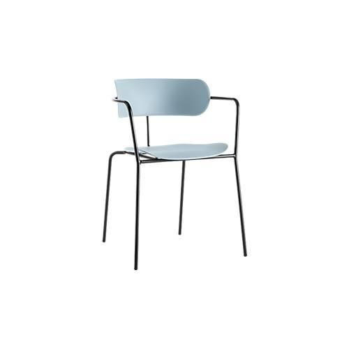 Stuhl BISTRO, stapelbar bis zu 4 Stück, B 535 x T 545 x H 760 mm, Stahlrohr & Polypropylen, blau, 4 Stück