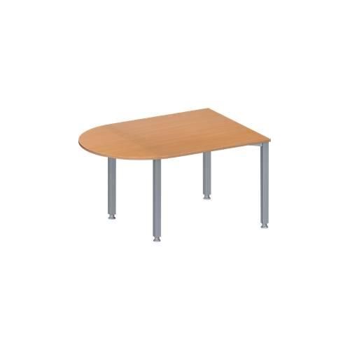 Schäfer Shop Genius Konferenztisch MODENA FLEX, Halbkreis, 4-Fuß Quadratrohr, B 1400 x T 1000 x H 720-840 mm, Buche/weißaluminium RAL 9006