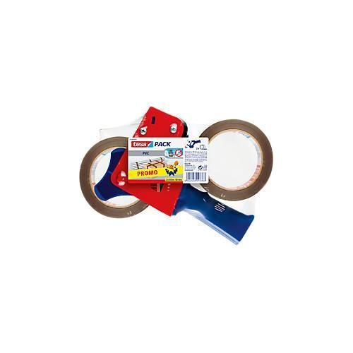 tesa® Abroller 57108, für Rollen bis B 50 mm + 2 Rollen Packbänder, braun