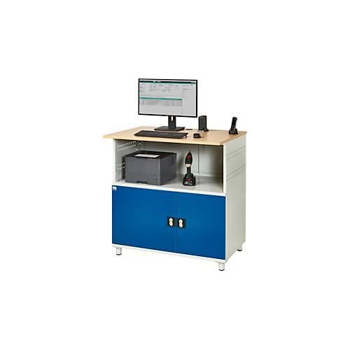 Computer-Station Typ 1023, Arbeitsplatte, Unterschrank, bis 200 kg, B 1100 x T 790 x H 1130 mm, Stahl/Holz, stationär