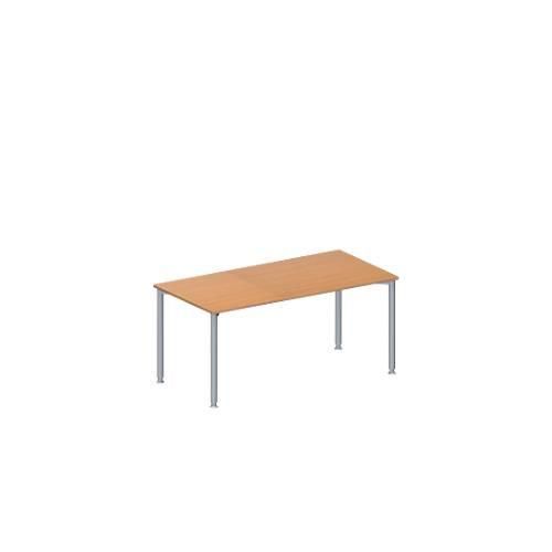 Schäfer Shop Genius Konferenztisch, Rechteck, 4-Fuß Rundrohr, B 1600 x T 800 x H 720-840 mm, Buche/weißaluminium RAL 9006
