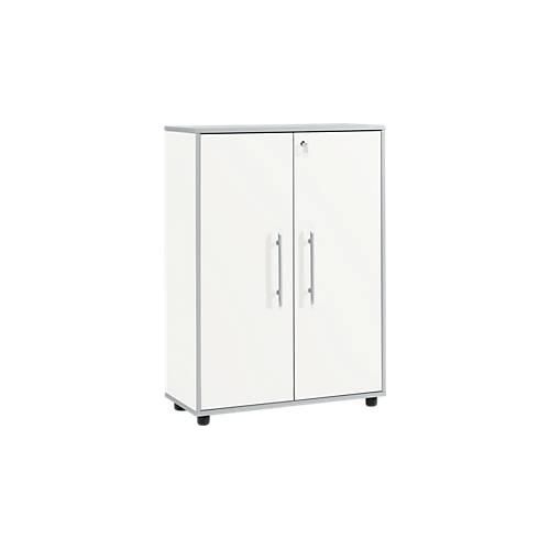 Schäfer Shop Select Aktenschrank Moxxo IQ, Holz, 2 Böden, 3 OH, B 801 x T 362 x H 1115 mm, abschließbar, weiß