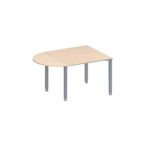 Schäfer Shop Genius Konferenztisch MODENA FLEX, Halbkreis, 4-Fuß Quadratrohr, B 1400 x T 1000 x H 720-840 mm, Ahorn/weißaluminium RAL 9006