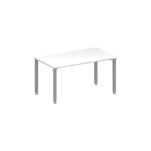 Schäfer Shop Genius Konferenztisch MODENA FLEX, Rechteck, 4-Fuß Quadratrohr, B 1400 x T 800 x H 720-840 mm, weiß/weißaluminium RAL 9006