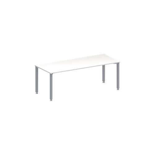Schäfer Shop Genius Konferenztisch MODENA FLEX, Rechteck, 4-Fuß Quadratrohr, B 2000 x T 800 x H 720-840 mm, weiß/weißaluminium RAL 9006