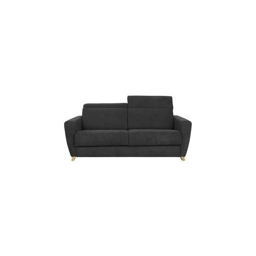 Schlafsofa Matratze verstellbare Kopfstücke anthrazitgrauer Samt 140x190 cm GOYA