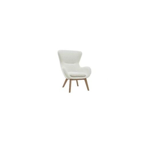 Skandinavischer Sessel aus weißem, gelocktem Woll-Effekt-Stoff und Holz ESKUA
