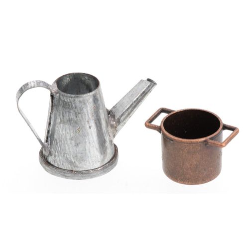 Miniatur „Kanne und Topf“ aus Metall, 2-teilig