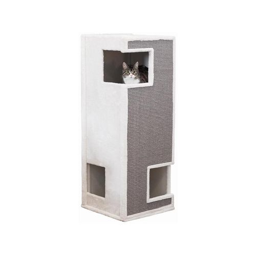 Cat Tower Gerardo, Plüsch/ Sisal, 100 cm, weiß/grau