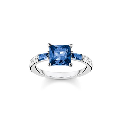 Ring mit blauen und weissen Steinen silber