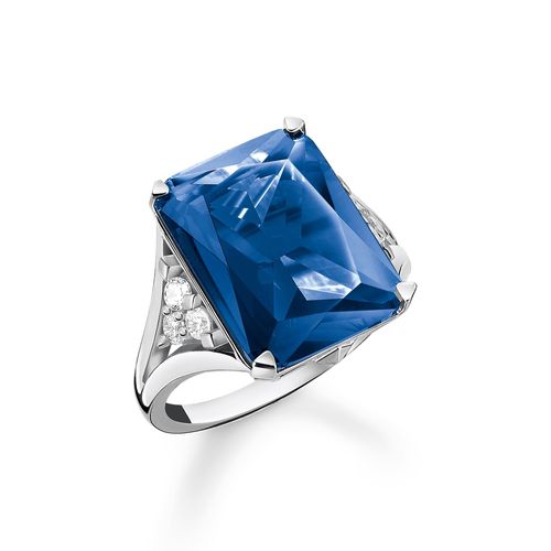 Ring mit blauen und weißen Steinen Silber