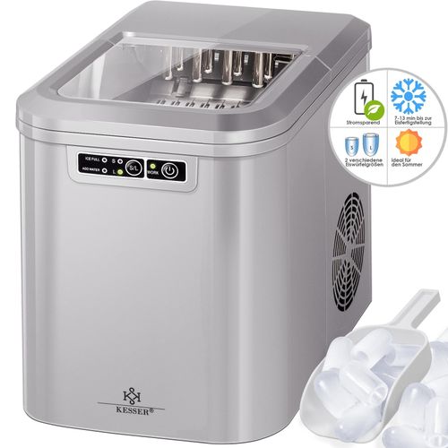 KESSER® Eiswürfelbereiter Eiswürfelmaschine Edelstahl Ice Maker 12 in 24h Zubereitung in 7 min 2,2 Liter Wassertank 2 Eiswürfel-Größen LED-Display Selbstreinigungsfunktion mit Zubehör