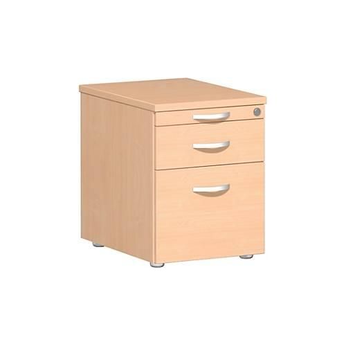 Rollcontainer ALICANTE, 1 Schub, HR- & Utensilienauszug, B 430 x T 600 x H 566 mm, Buche-Dekor
