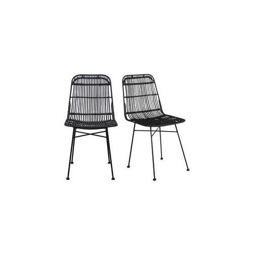 Stühle Rattan Natur schwarz lackiert 2 Stk. MALACCA