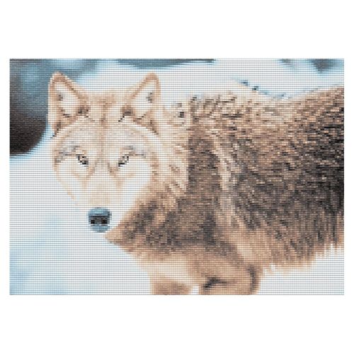 Diamantenstickerei-Set "Wolf", 34 x 24 cm