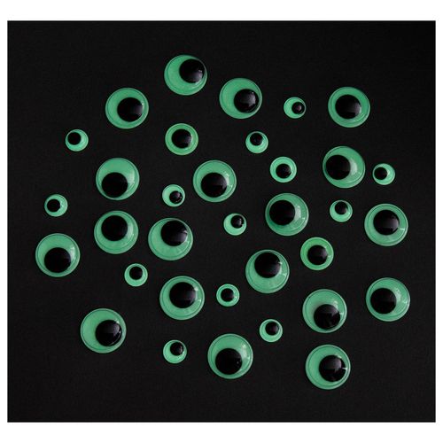 Wackelaugen "Glow in the dark", 10–20 mm Ø, 40 Stück