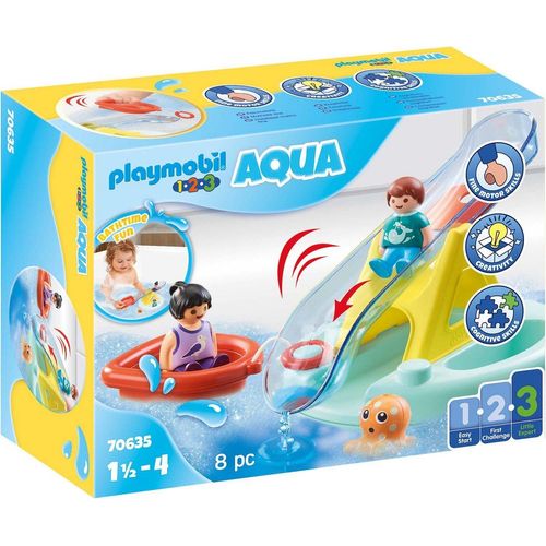 Playmobil® Konstruktions-Spielset Badeinsel mit Wasserrutsche (70635), Playmobil 123 - Aqua, (8 St), Badespielzeug; Made in Europe, bunt