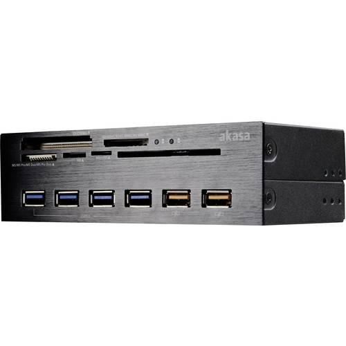 Akasa AK-HC-07BK Einbau-Speicherkartenleser 13.34 cm (5.25) USB 2.0 (Mainboard), USB 3.2 Gen 1 (Mainboard), Molex, SATA Schwarz