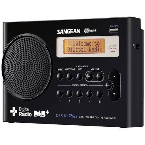 Sangean DPR-69+ Kofferradio DAB+, UKW Akku-Ladefunktion Schwarz