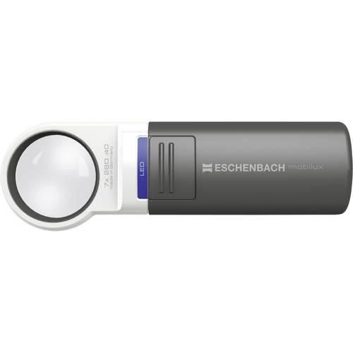 Eschenbach 15117 Mobilux Handlupe mit LED-Beleuchtung Vergrößerungsfaktor: 7 x Linsengröße: (Ø) 35 mm Anthrazit/Alpinweiß