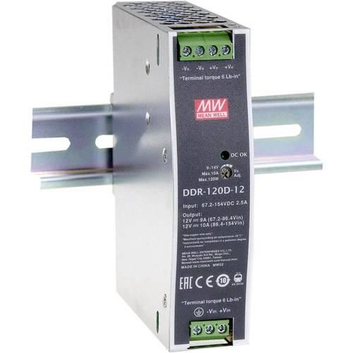 Mean Well DDR-120B-12 Hutschienen-DC/DC-Wandler (DIN-Rail) 12 V/DC 10 A 120 W Anzahl Ausgänge:1 x Inhalt 1 St.