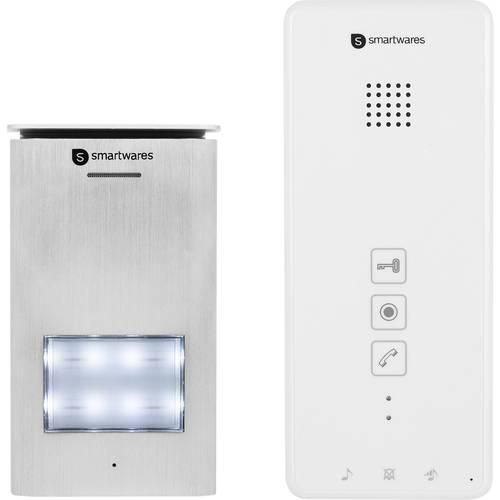 Smartwares DIC-21112 Türsprechanlage 2-Draht Komplett-Set 1 Familienhaus Silber, Weiß