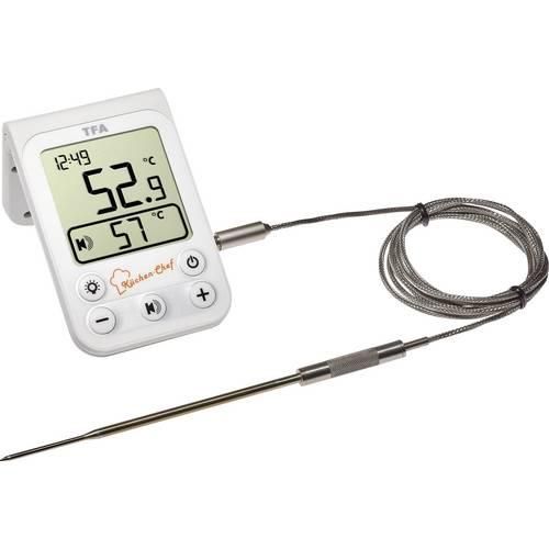 TFA Dostmann 14.1510.02 Grill-Thermometer Überwachung der Kerntemperatur, Kabelsensor Braten, Grillgut, Niedergaren
