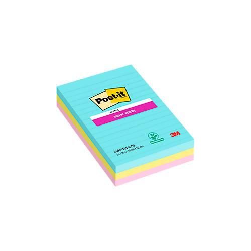 Post-it® Haftnotizen Super Sticky XL Notes Cosmic, 101 x 152 mm, farbig & liniert, 3 Blöcke á 90 Blatt