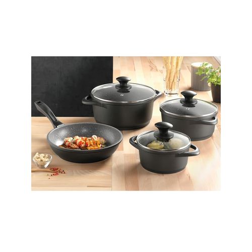 7tlg. Topfset 'Gourmet Granit', schwarz