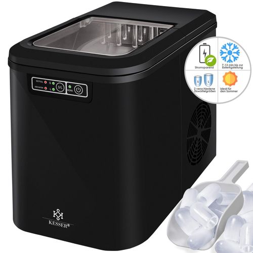 KESSER® Eiswürfelbereiter Eiswürfelmaschine Edelstahl Ice Maker 12 in 24h Zubereitung in 7 min 2,2 Liter Wassertank 2 Eiswürfel-Größen LED-Display Selbstreinigungsfunktion mit Zubehör