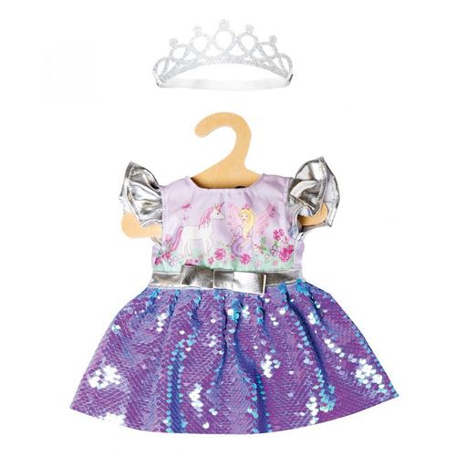 Puppen-Kleid FEE & EINHORN (35-45 cm) 2-teilig mit Wende-Pailletten