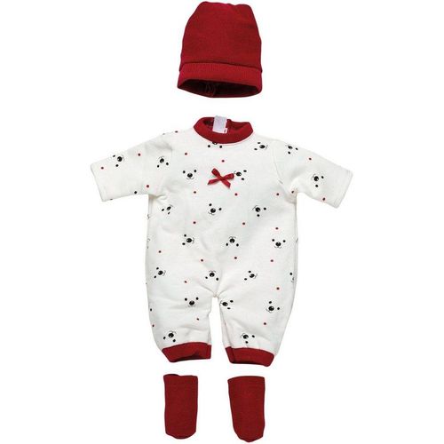 Llorens Puppenkleidung Pyjamaset mit Mütze, 40-42 cm, Made in Europe, rot|weiß
