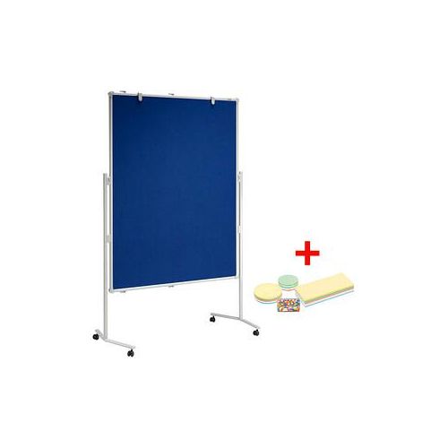 AKTION: MAUL Moderationswand MAULpro 120,0 x 150,0 cm blau + GRATIS Moderations-Starter-Set, bestehend aus je 120 Moderationskarten Ø 9,5 cm, Ø 13,5 cm, 9,5 x 20,0 cm, 200 Signal-Nadeln