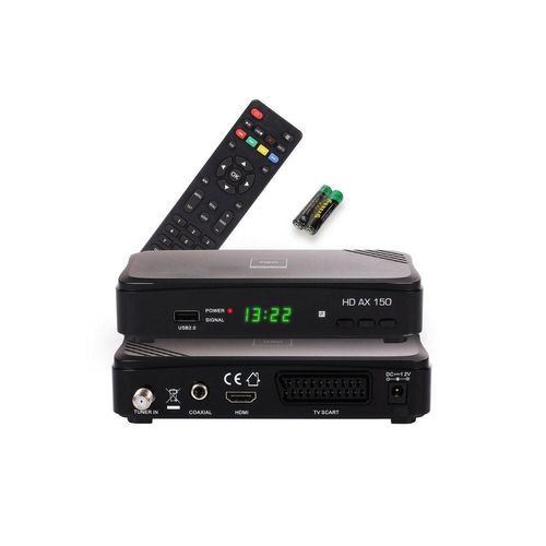 RED OPTICUM AX 150 HD - 12V Camping Full HD SAT-Receiver (HDMI - SCART - USB 2.0 - S/PDIF Coaxial, 12V Netzteil), schwarz