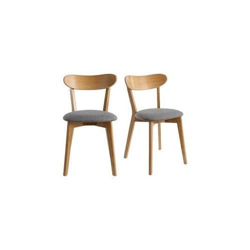 Stühle im Eichen-Vintage und Sitzfläche aus grauem Chiné (2er-Set) DOVE