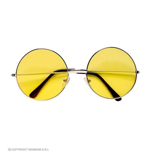 Brille „Hippie“, 6 cm Ø, gelb