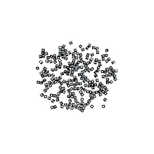 Rayher Perlen-Set Plastikperlen Buchstaben Würfel schwarz/weiß