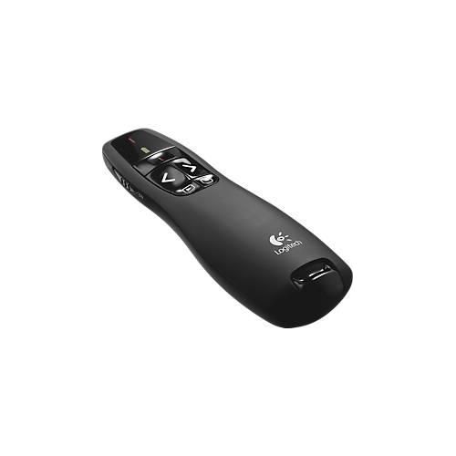 Logitech® Wireless Presenter R400, roter Laserpointer Klasse 2, Reichweite bis 15 m, USB-Empfänger, Kunststoff, schwarz, inkl. Batterien & Reiseetui