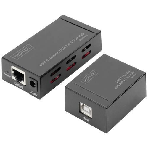 Digitus USB 2.0 Adapter [1x USB 2.0, USB 2.0 Buchse B, RJ45-Buchse, RJ45-Buchse 8p8c - 4x USB 2.0, USB 2.0 Buchse A] DA-70143