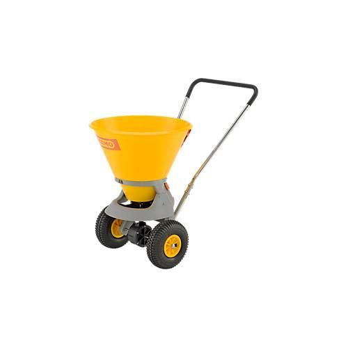 Streuwagen CEMO, Behältervolumen 35 l, Streubreite 1-4 m, Streumenge 6-stufig einstellbar, klappbarer Stützfuß, Schiebegriff höhenverstellbar