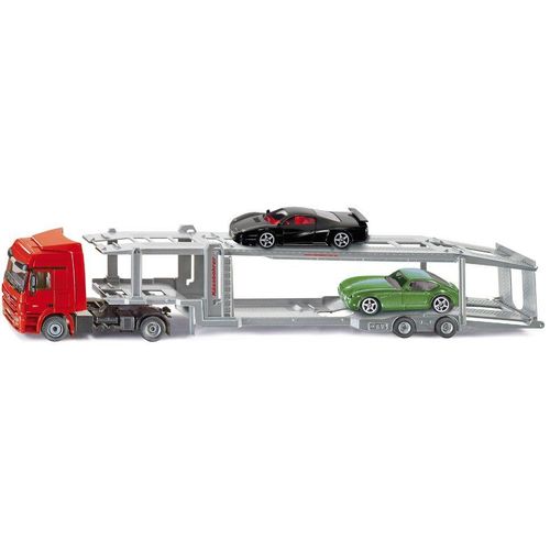 Siku Spielzeug-LKW SIKU Super, Autotransporter (3934), inkl. 2 Spielzeugautos, rot|silberfarben