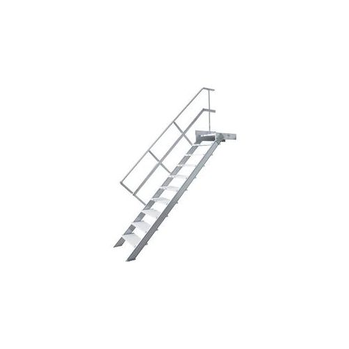 Treppenleiter Hymer stationär mit Podest 8 Stufen 600 mm 45° Treppenneigung 45° serienmäßig mit einem Handlauf, links