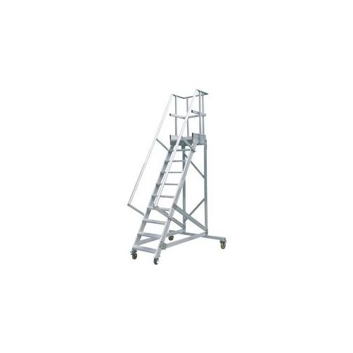 Treppenleiter Hymer fahrbar mit Podest 12 Stufen 800 mm 60° Treppenneigung 60° serienmäßig mit einem Handlauf, links