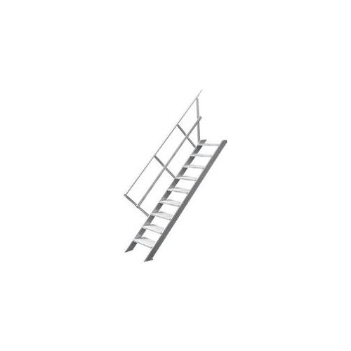Treppenleiter Hymer stationär ohne Podest 4 Stufen 600 mm 45° Treppenneigung 45° serienmäßig mit einem Handlauf, links