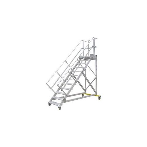Treppenleiter Hymer fahrbar mit Podest 4 Stufen 600 mm 45° Treppenneigung 45° serienmäßig mit einem Handlauf, links